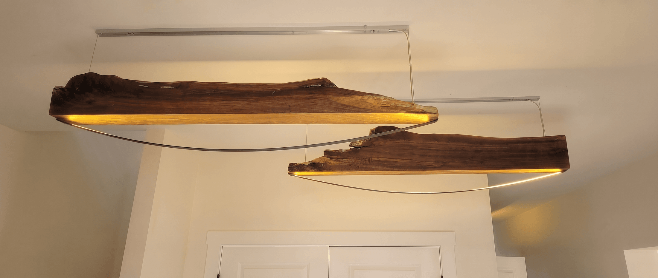 Live-Edge Walnut Ceiling Pendants