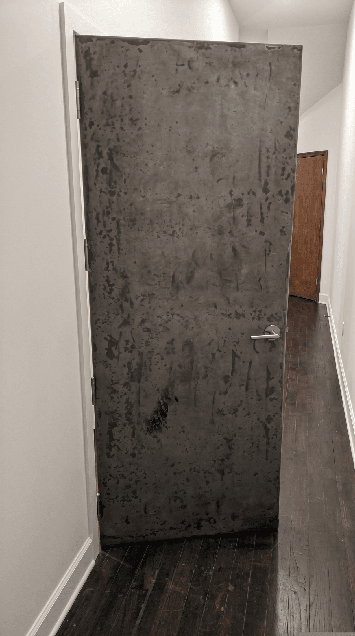 Detail Blackened Steel Slab Door