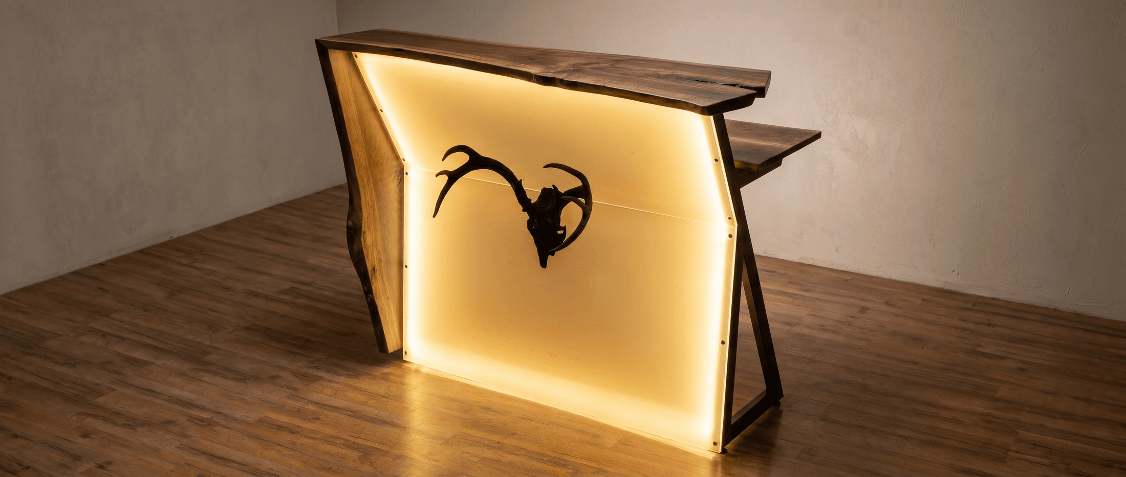 Illuminated Live Edge Bar Counter
