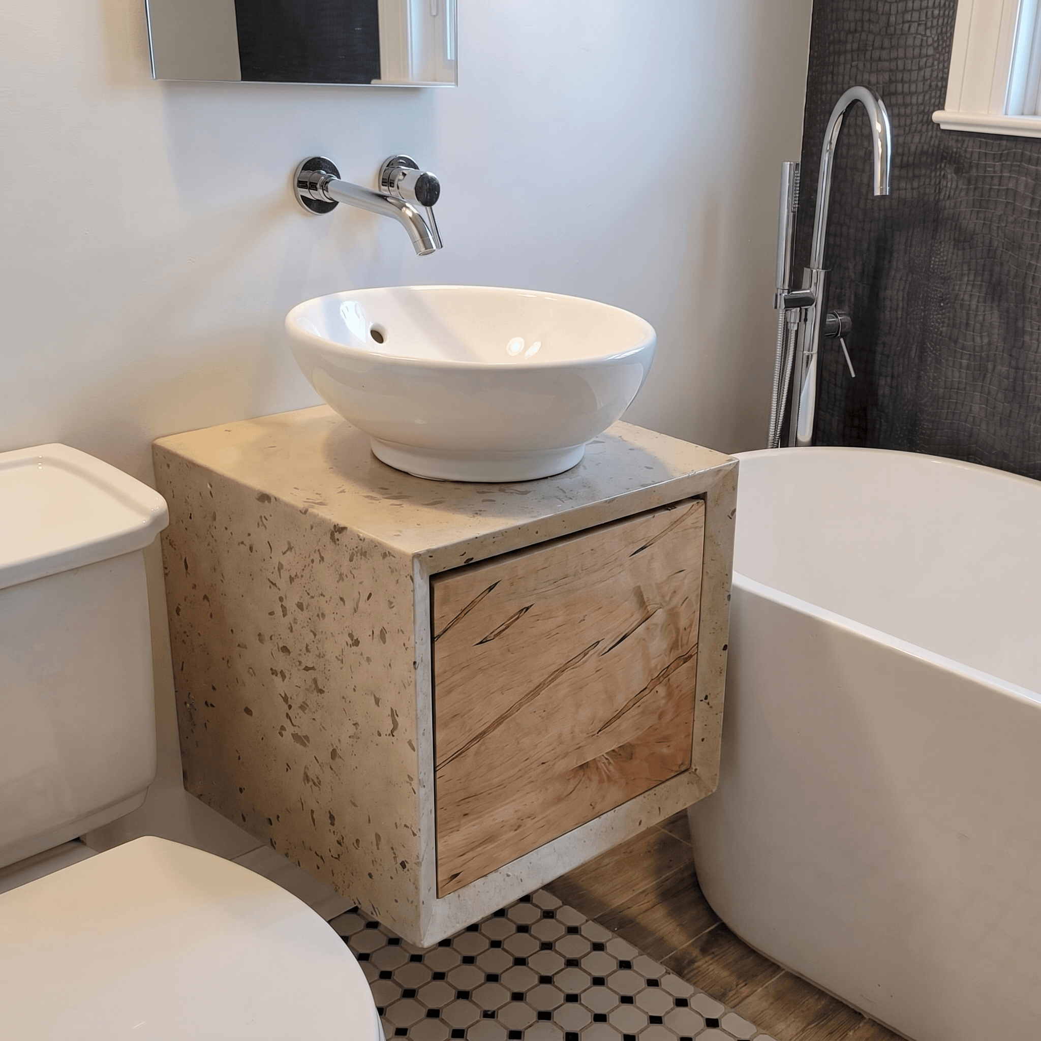 Floating Concrete & Maple Vanity