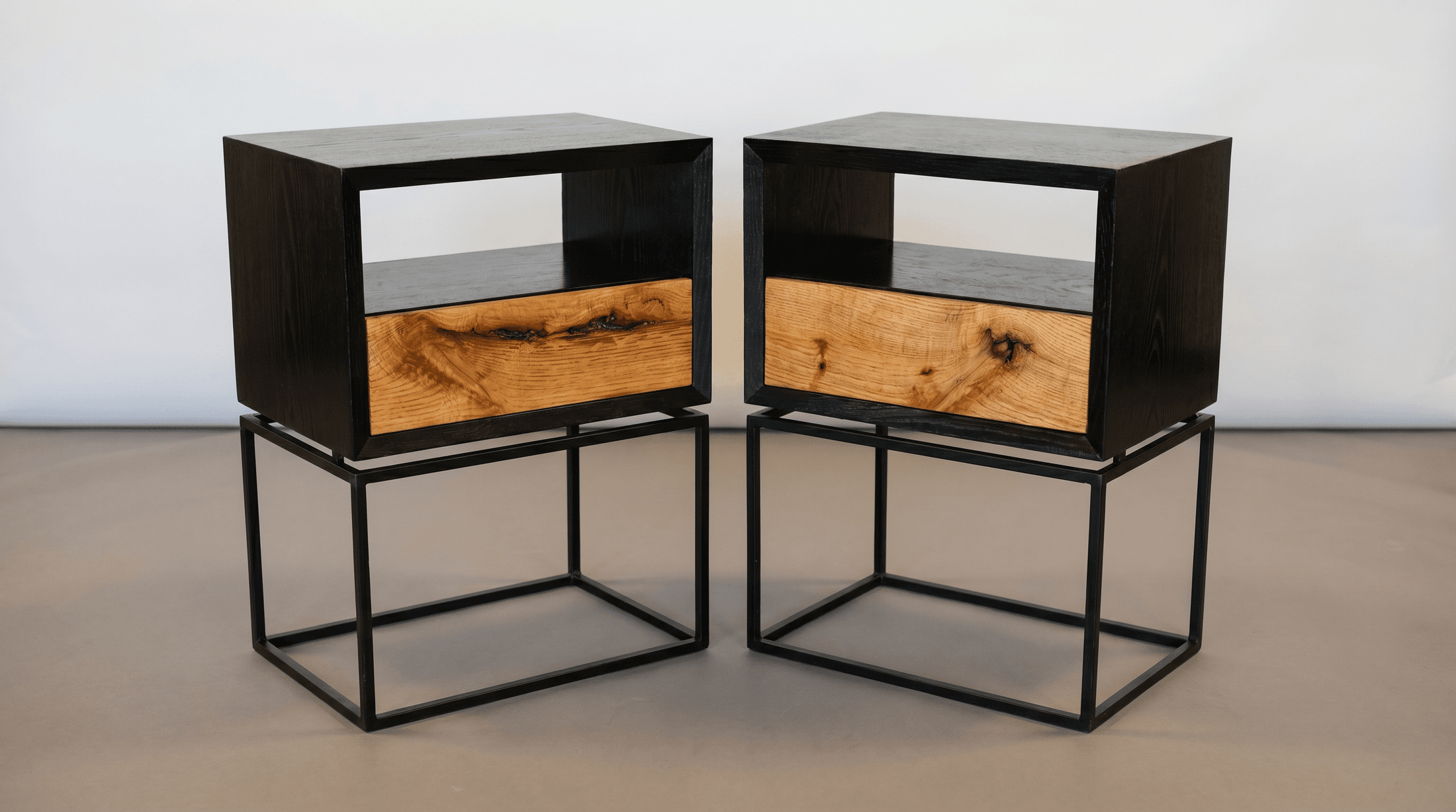 Black Frame Nightstands and Console