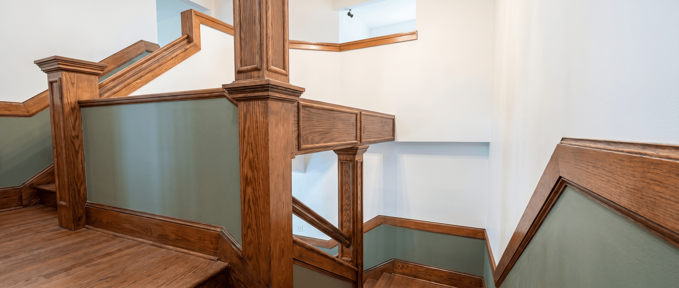 Paneled Oak Stairwell Restoration